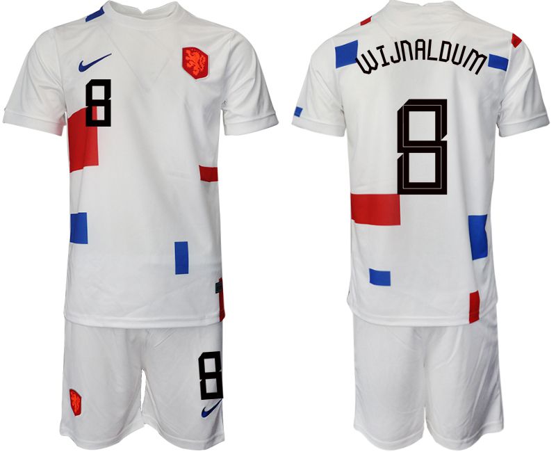 Men 2022 World Cup National Team Netherlands away white 8 Soccer Jersey